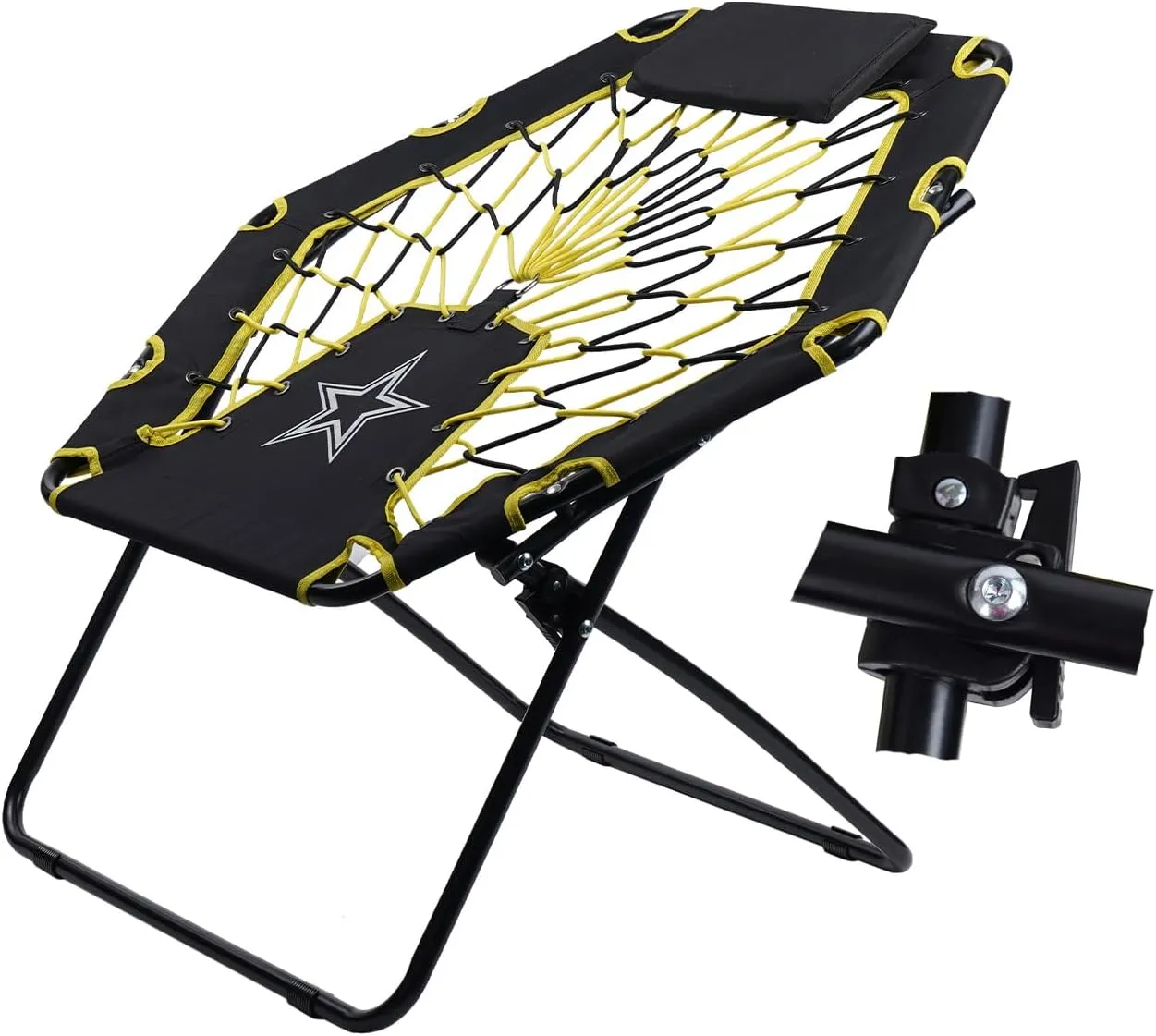 CLATINA Resilient Elastic Camping Chair, Portable Folding Web Chairs with Adjustable Headrest, Indoor Outdoor Bungee Dish Chairs for Adults, Fishing, Sports, Trip, 250LBS