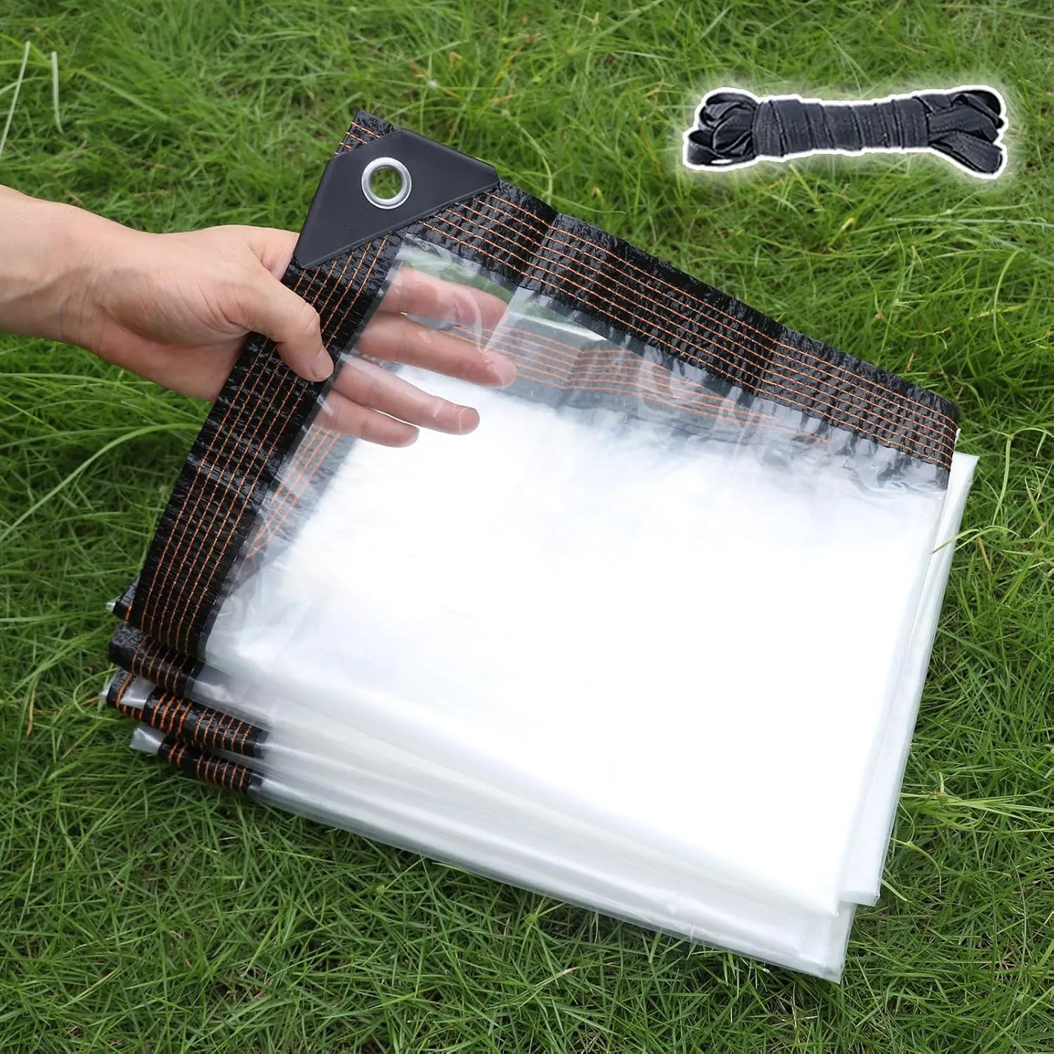 Clear Tarp 6mil Waterproof Cover Plastic Tarps Sheeting Sofa Couch Cover Lawn Patio Furniture Cover Dustproof Rainproof with Rope for Garden Furniture Cars