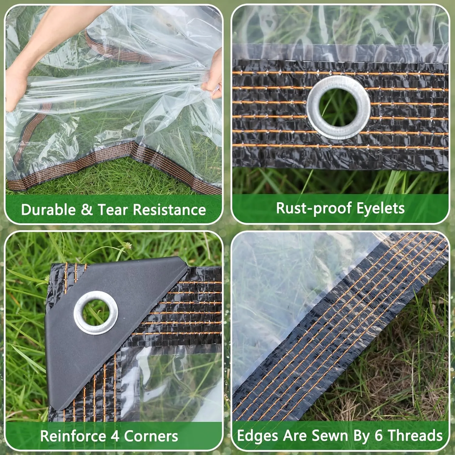 Clear Tarp 6mil Waterproof Cover Plastic Tarps Sheeting Sofa Couch Cover Lawn Patio Furniture Cover Dustproof Rainproof with Rope for Garden Furniture Cars