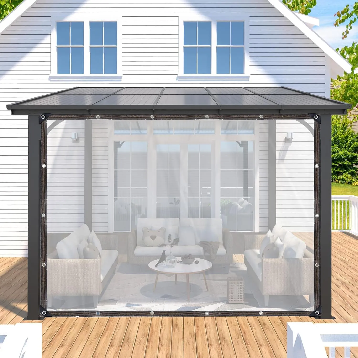 Clear Tarp 6mil Waterproof Cover Plastic Tarps Sheeting Sofa Couch Cover Lawn Patio Furniture Cover Dustproof Rainproof with Rope for Garden Furniture Cars