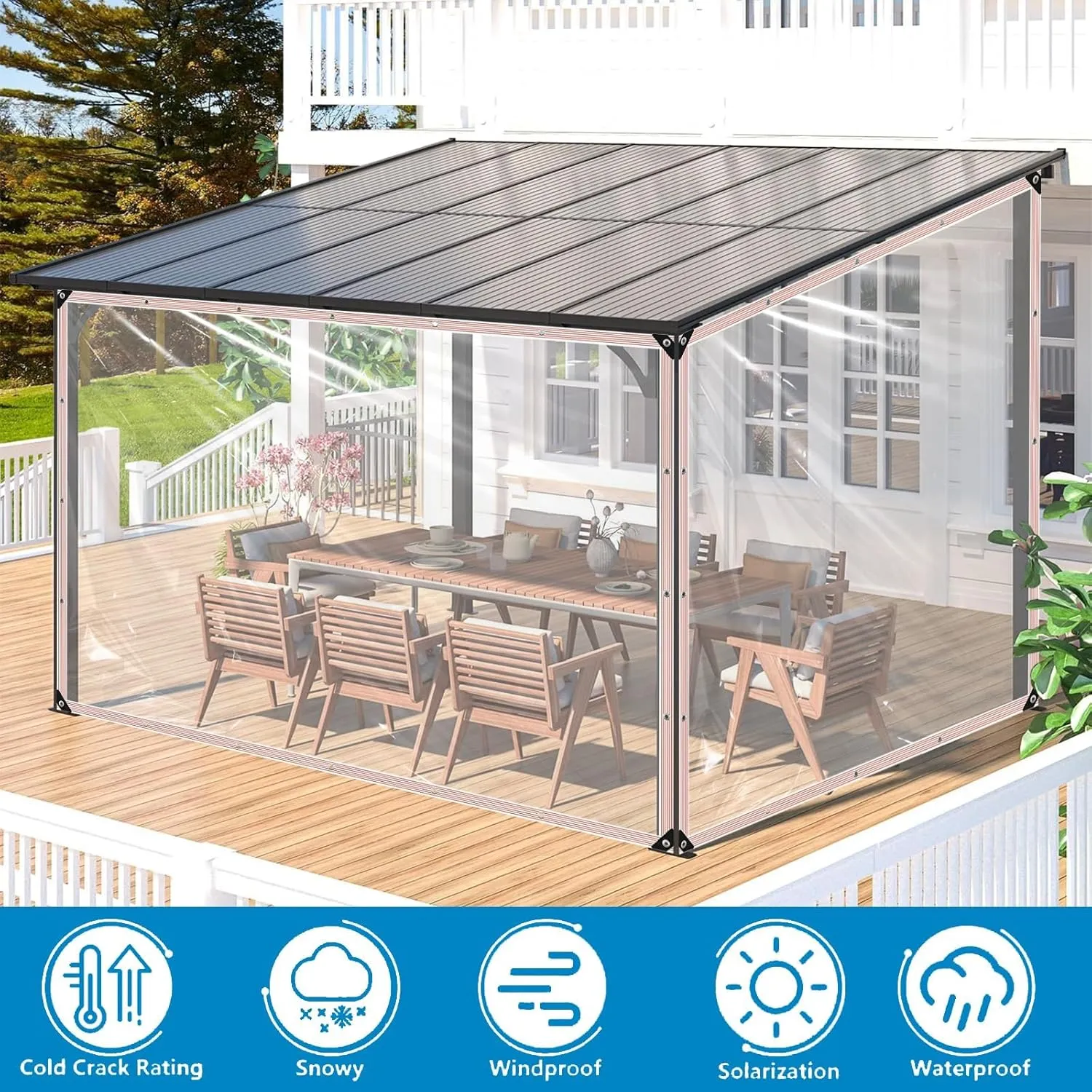 Clear Tarps Waterproof with Grommets 7x10ft,Clear Plastic Tarp Heavy Duty Transparent PVC Vinyl Tarpaulin for Outdoor,Plant,Garden,Chicken Coop,Patio,Cat Litter