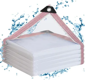 Clear Tarps Waterproof with Grommets 7x10ft,Clear Plastic Tarp Heavy Duty Transparent PVC Vinyl Tarpaulin for Outdoor,Plant,Garden,Chicken Coop,Patio,Cat Litter