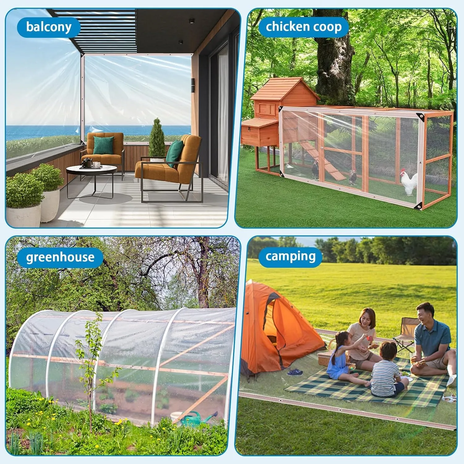 Clear Tarps Waterproof with Grommets 7x10ft,Clear Plastic Tarp Heavy Duty Transparent PVC Vinyl Tarpaulin for Outdoor,Plant,Garden,Chicken Coop,Patio,Cat Litter
