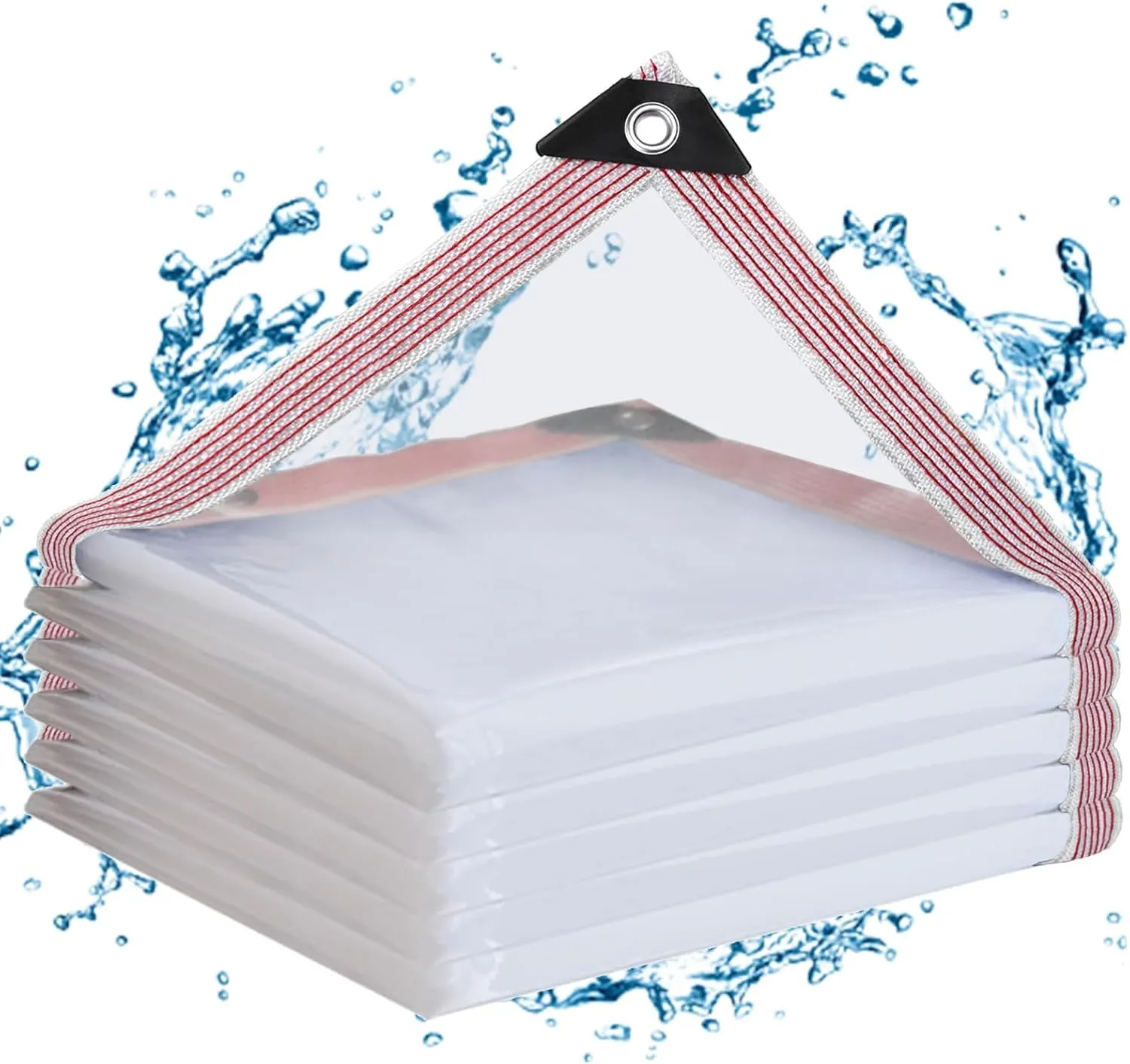 Clear Tarps Waterproof with Grommets 7x10ft,Clear Plastic Tarp Heavy Duty Transparent PVC Vinyl Tarpaulin for Outdoor,Plant,Garden,Chicken Coop,Patio,Cat Litter