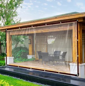 Clear Vinyl Tarp, 7x12ft - Large Tarps Heavy Duty Waterproof with Grommets - Ideal for Clear Window Plastic Winterizing Greenhouse Sheeting for Plants Gardens Chicken Coops