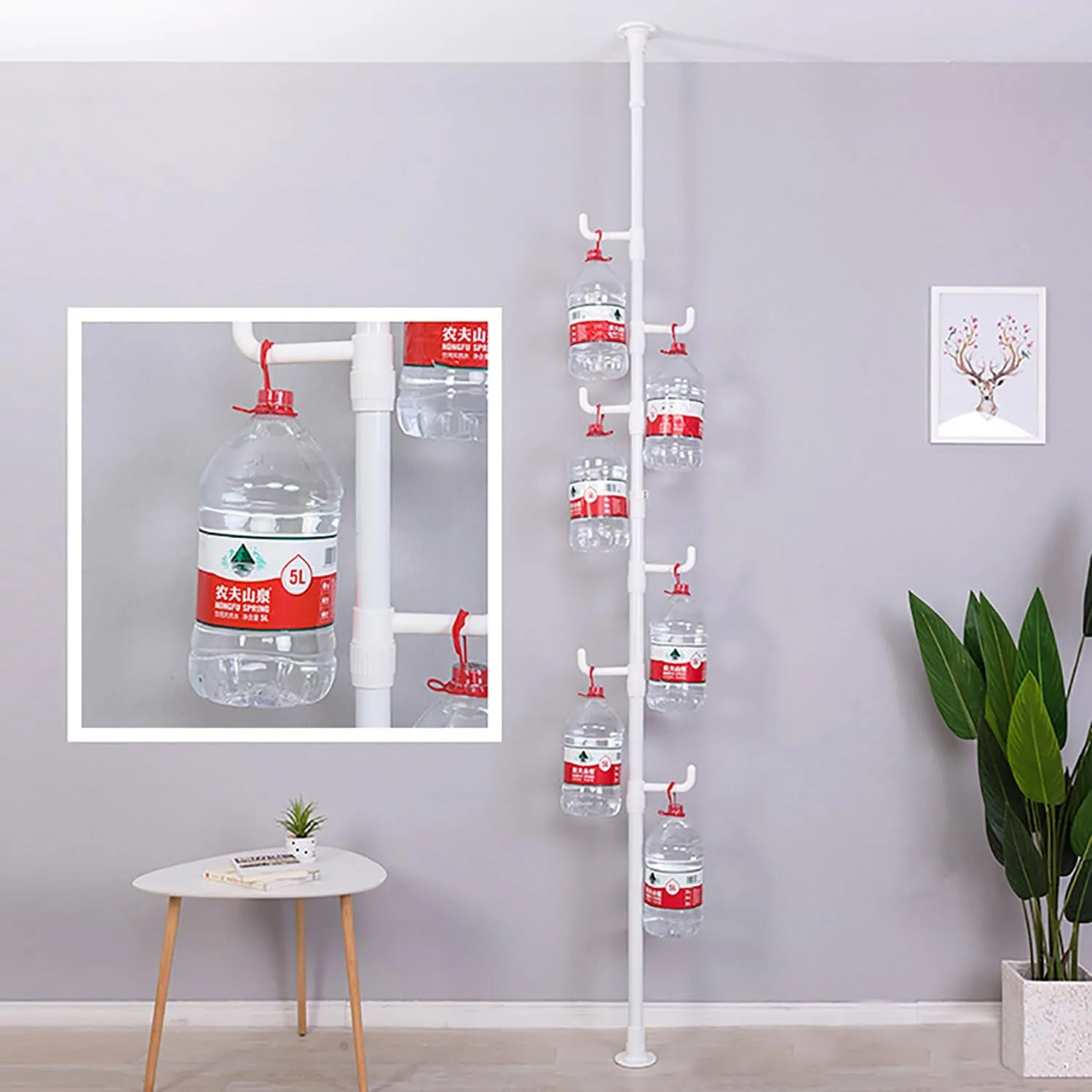 Coat Hanger Floor Hanger,Corner Laundry Pole Coat Tree Hanger Telescopic Clothing Drying Rack Floor to Ceiling Tension Shelf Rod Metal Storage Organizer Stand