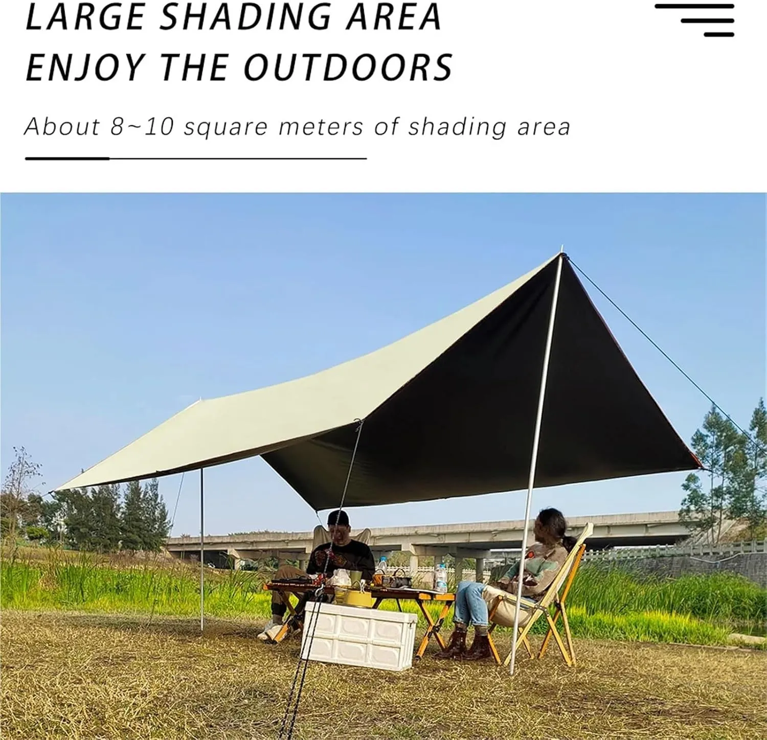 Coating Tarp Block Ourdoor Camping Waterproof Sun Shelter 3x3 3x4 3x5 Coated Beach Sunshade Canopy Without Poles for Outdoors, Picnic(Kit A (no Accessory),3 * 5M)
