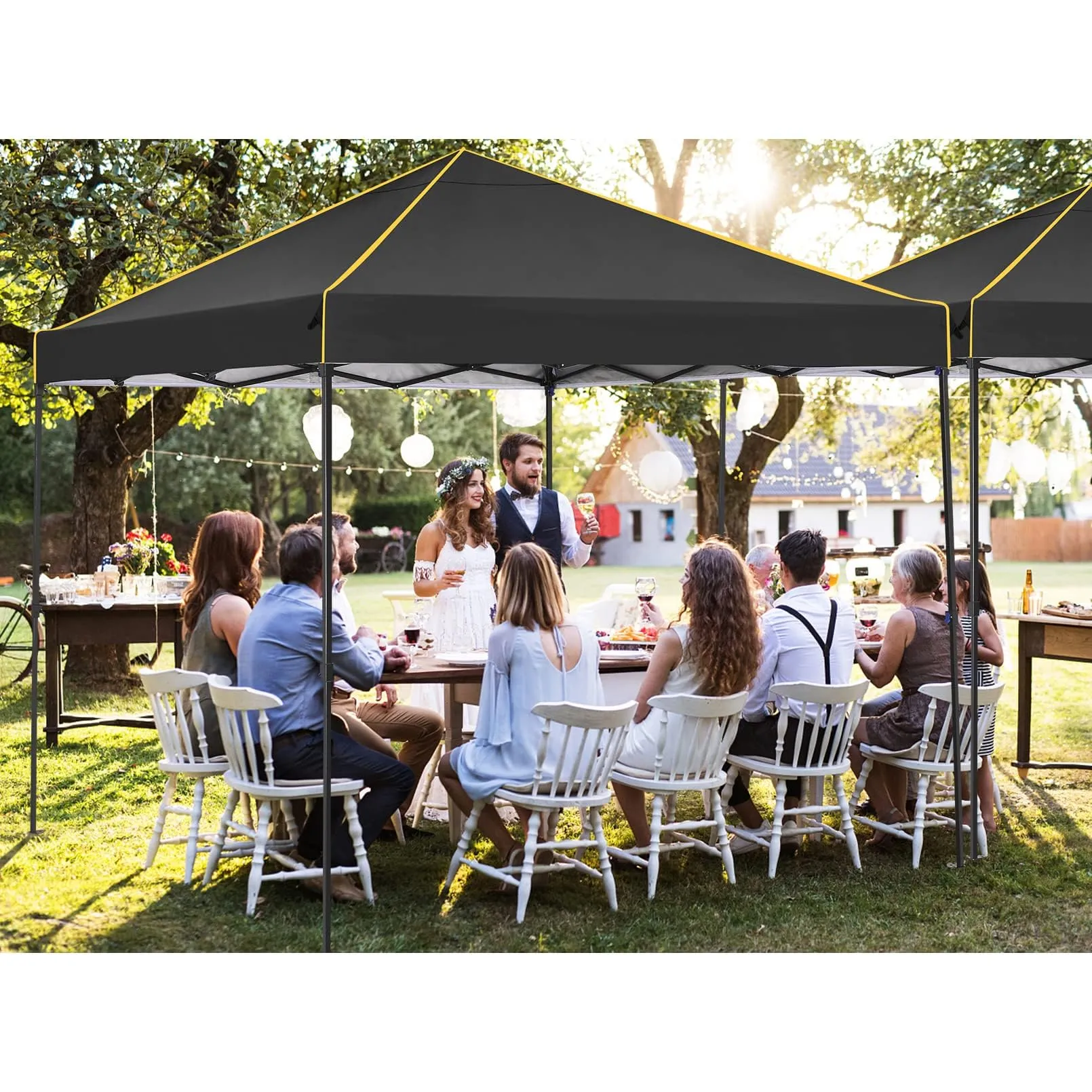 COBIZI 10x10 Pop Up Canopy Gazebo with Mesh Windows 2.0, Easy up Canopy Tent 10x10, Portable Waterproof Outdoor Canopie with 4 Removable Sidewalls & Carry Bag & 4 Stakes & Ropes, Black