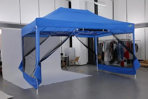 COBIZI 10x15 Canopy Tent, Heavy Duty Pop up Canopy with Sidewalls, Waterproof Easy Setup Canopy with Mosquito Netting, Outdoor Instant Screen Tents for Parties, Wedding, Backyard with Carry Bag, Gray