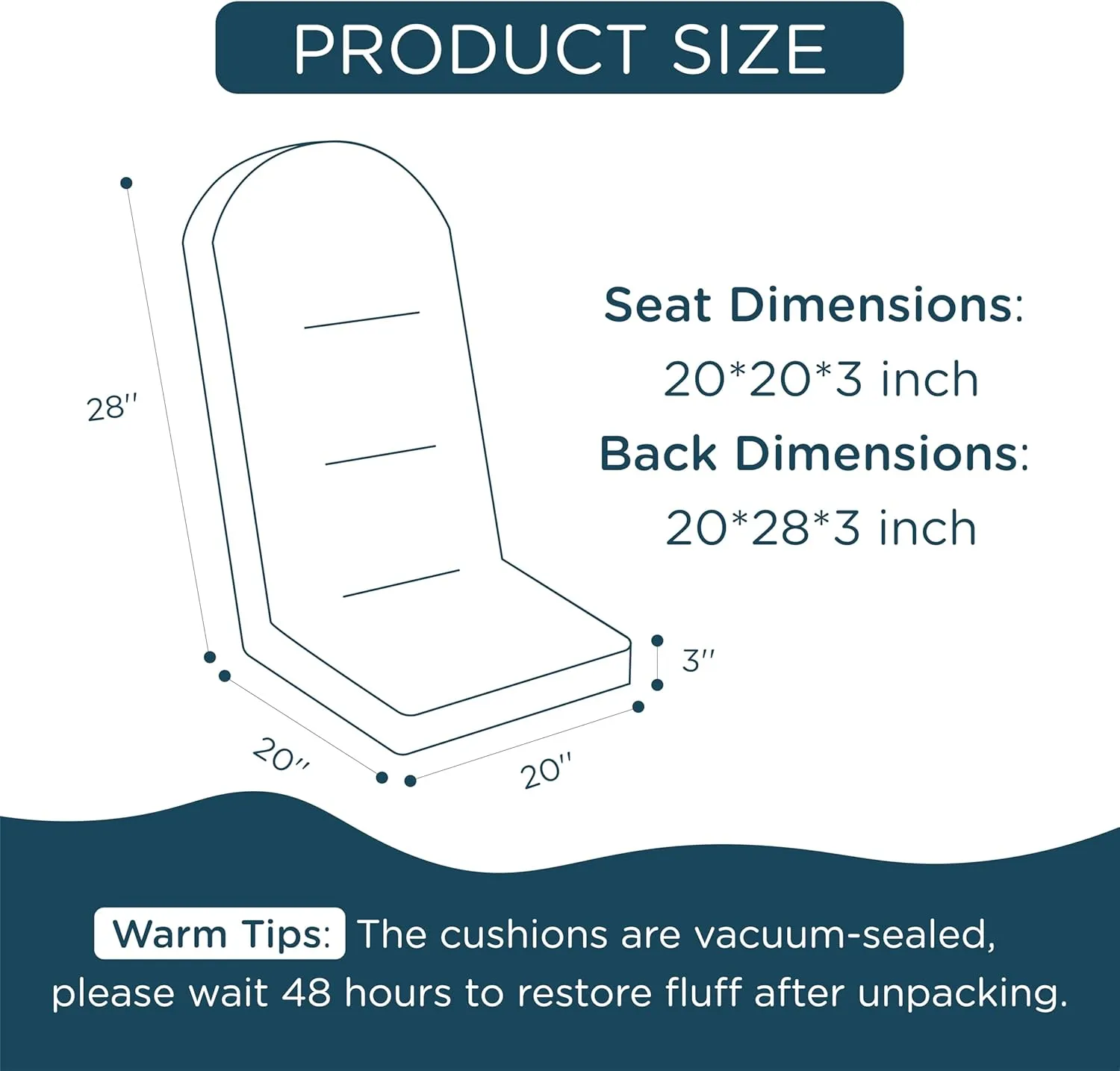 Codi Adirondack Chair Cushion – Thick Padded Outdoor Seat for Patio & Porch, Fade Resistant Waterproof Fabric with Ties, Spice