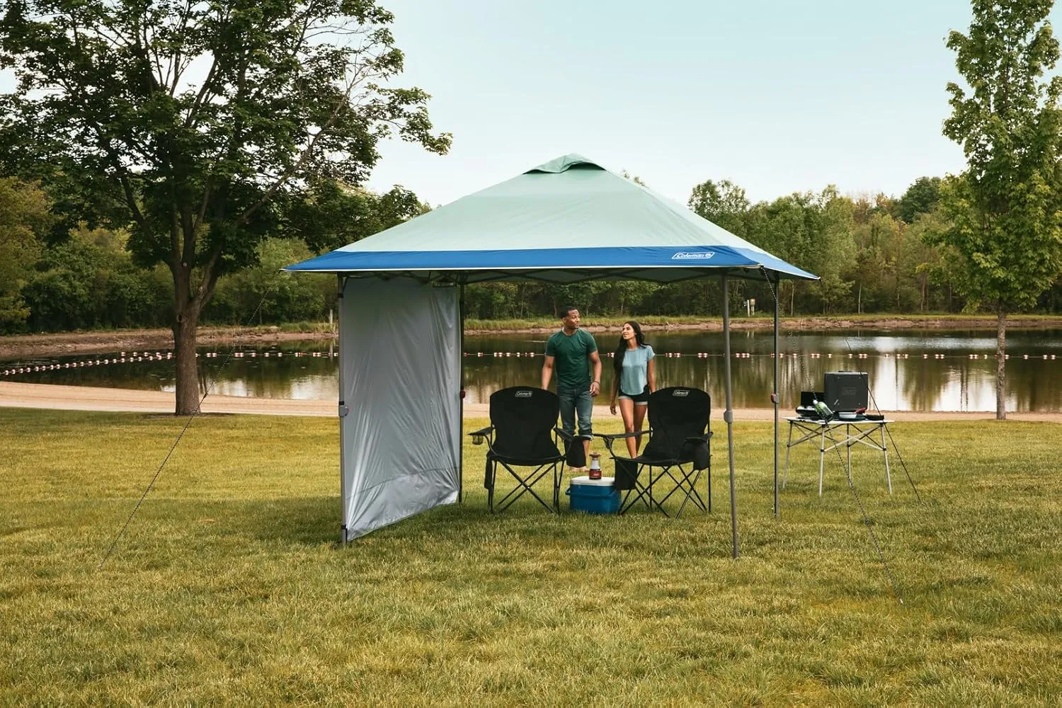 Coleman Oasis Instant Pop-Up Canopy Tent with Side Wall Attachment 10x10ft/13x13ft Portable Shelter with One-Push Setup & Takedown Robust Frame with Wheeled Carry Bag