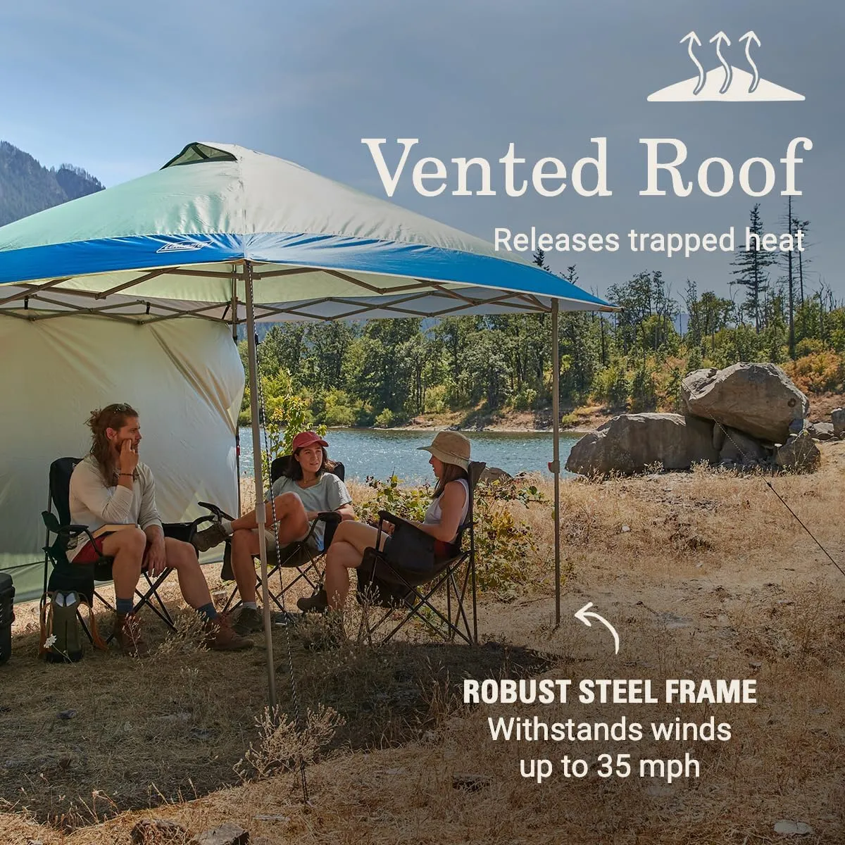 Coleman Oasis Instant Pop-Up Canopy Tent with Side Wall Attachment 10x10ft/13x13ft Portable Shelter with One-Push Setup & Takedown Robust Frame with Wheeled Carry Bag
