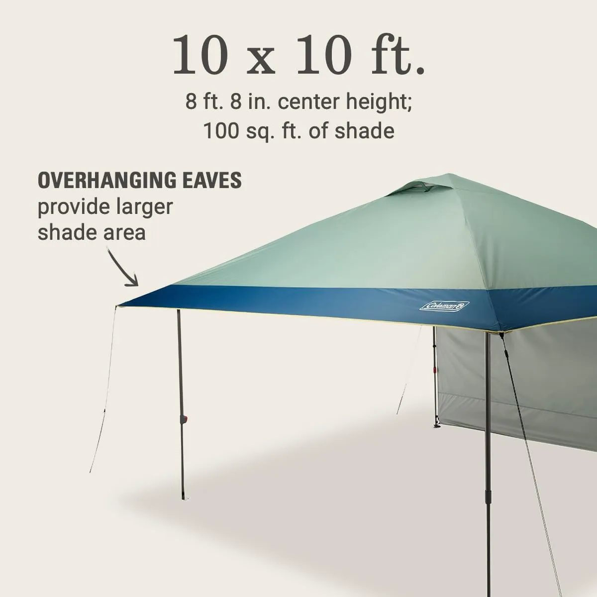 Coleman Oasis Instant Pop-Up Canopy Tent with Side Wall Attachment 10x10ft/13x13ft Portable Shelter with One-Push Setup & Takedown Robust Frame with Wheeled Carry Bag
