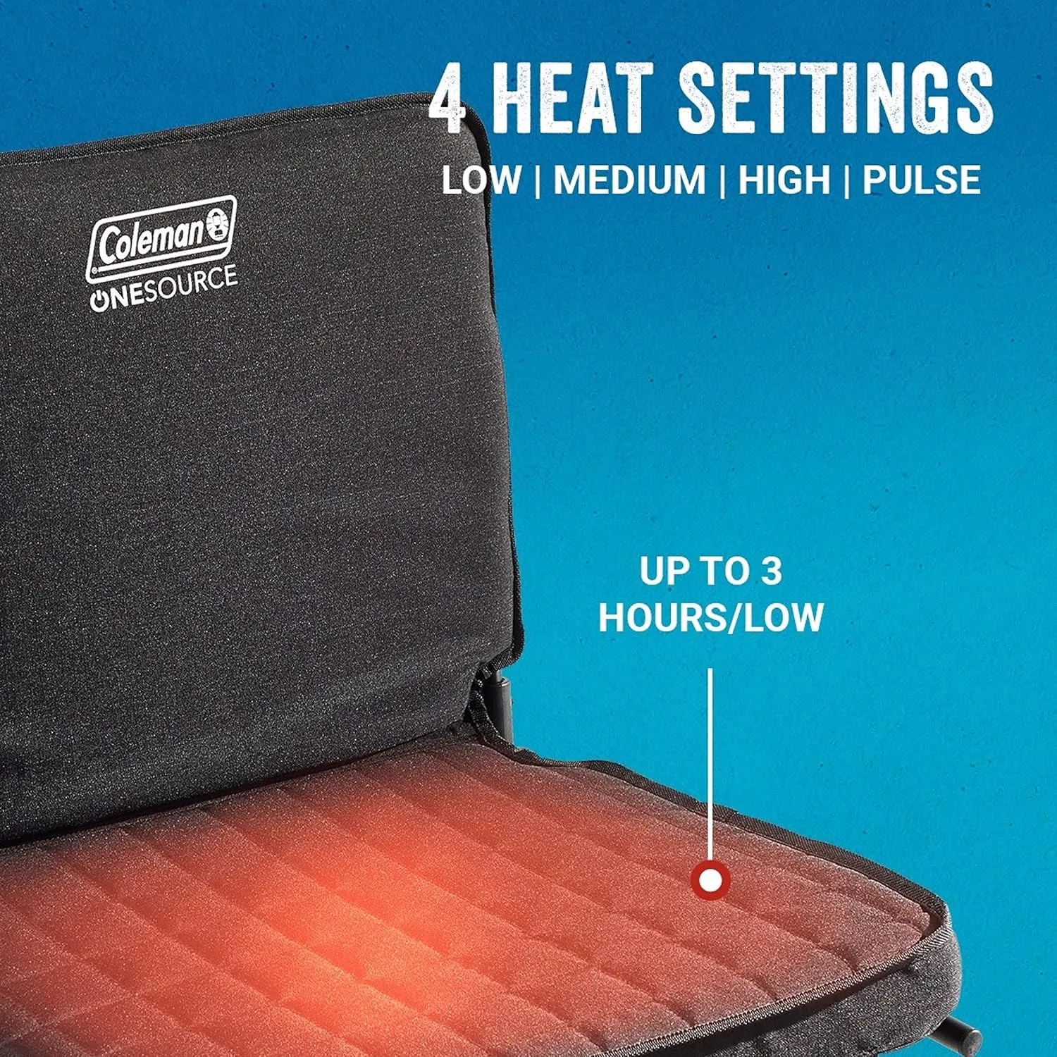 Coleman OneSource Rechargeable Heated Seats – Heated Camping Chair, Chair Pad, & Stadium Seat for Cool-Weather Outdoor Lounging, Tailgating, & Camping