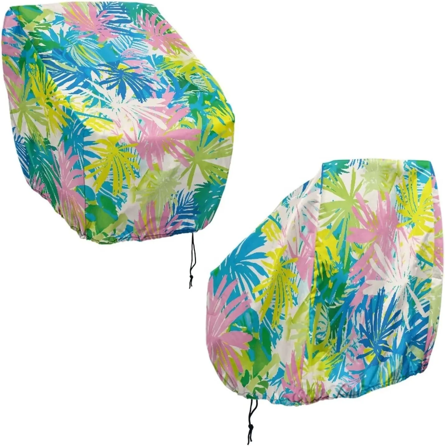 Color Palm Leaf Boat Folding Seat Cover Silver-Plated Polyester Weather Resistant Material Captain's Chair Cover Full Length Protection for Your Boat Seat Cover