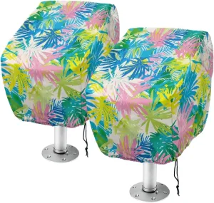 Color Palm Leaf Boat Folding Seat Cover Silver-Plated Polyester Weather Resistant Material Captain's Chair Cover Full Length Protection for Your Boat Seat Cover