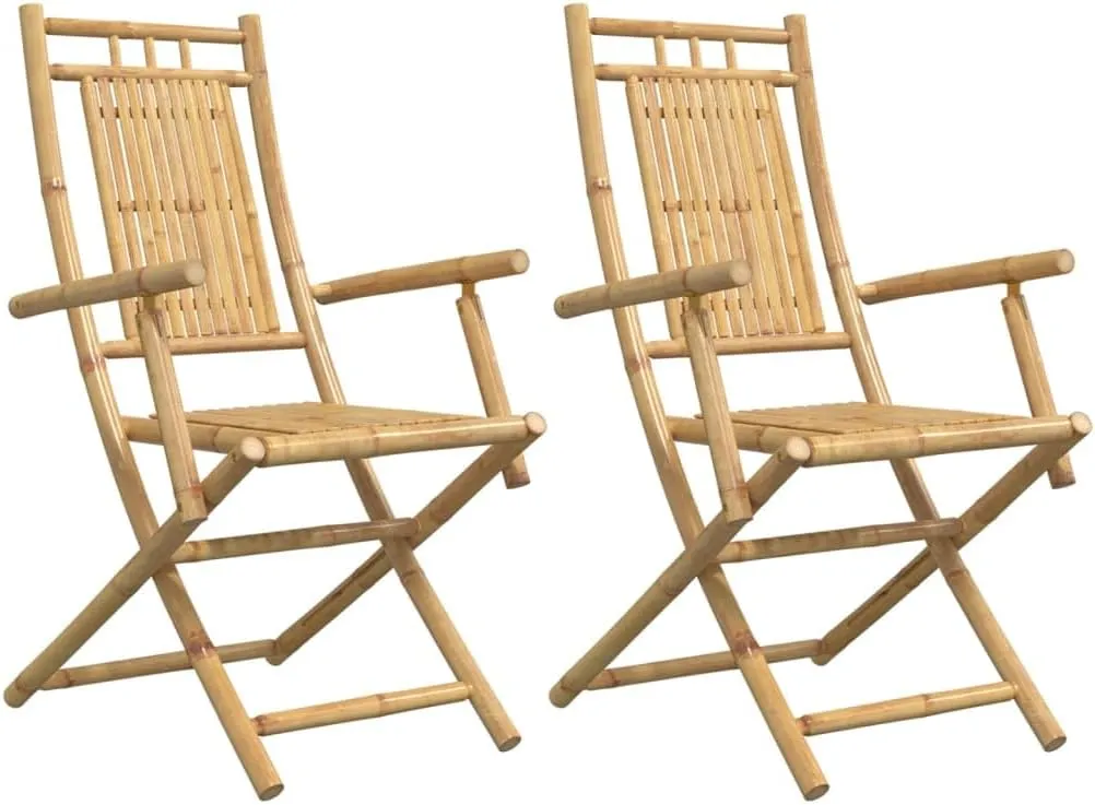 Comfortable Chair Dining Chairs Lawn Chairs Kitchen Chairs - Folding Patio Chairs 2 pcs 20.9"x26"x39" Bamboo for Campsites Garden Outside Terrace