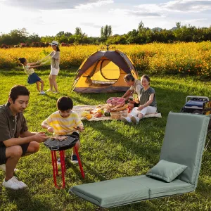 Comfortable Outdoor Folding Chair with Adjustable Recliner, Lightweight Design, Includes Carry Bag, for Travel, Camping, and Picnics, Light Green