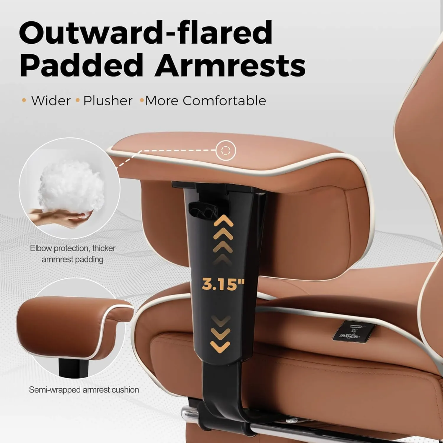 COMHOMA Big and Tall Office Chair 400lbs High Back Leather Executive Chair with Ergonomic Lumbar Support & Pocket Spring Cushion for Lower Back Pain Relief, Computer Gaming Chair with Foot Rest, Brown