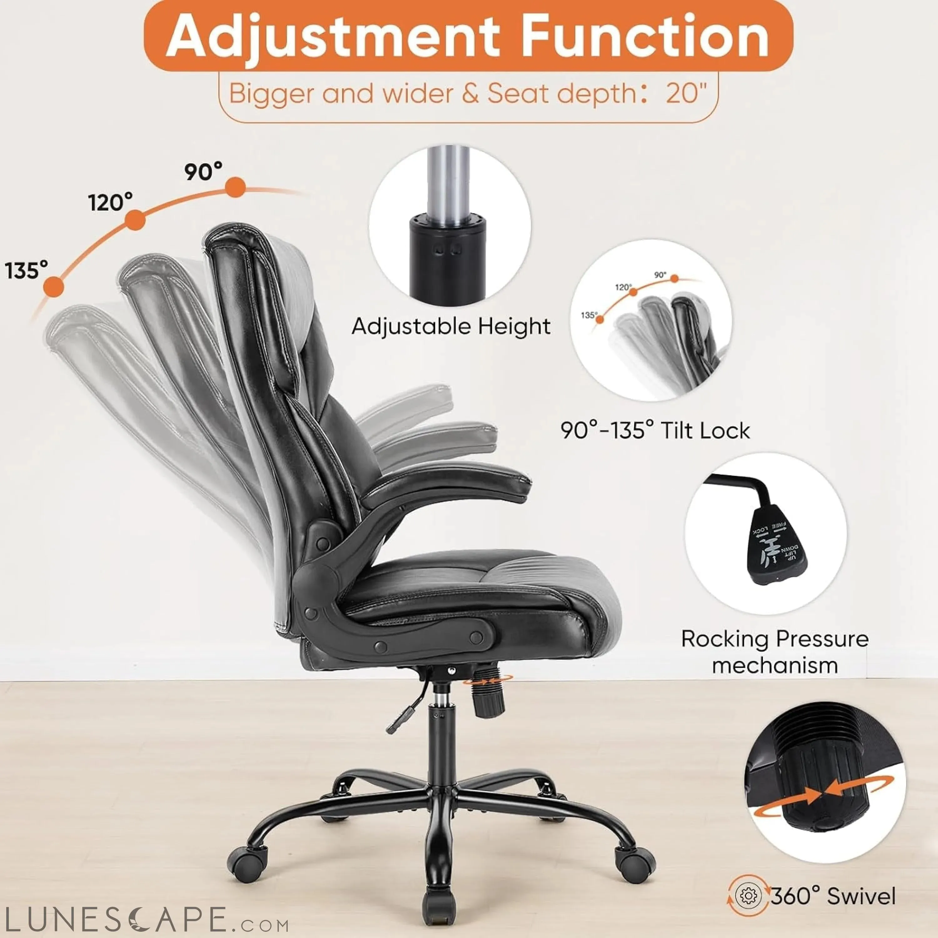 Computer Gaming Chair, Ergonomic Office Chair Heavy Duty Task Desk