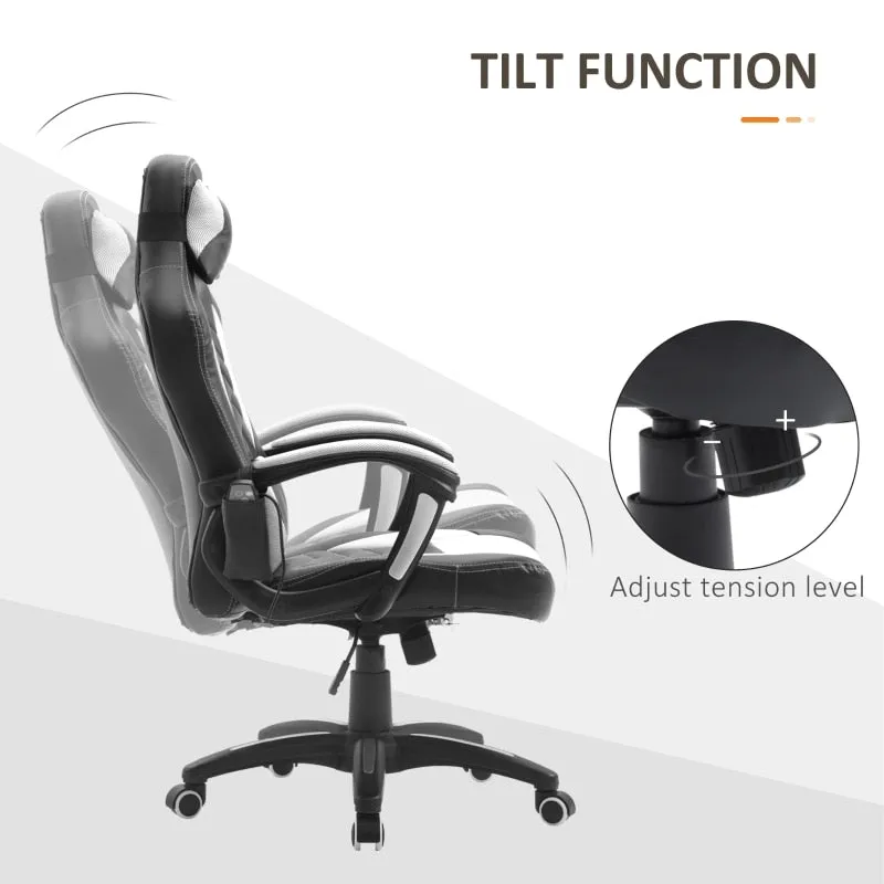 Computer Gaming Chair With Massage 5 Modes,and 6 Vibrating Point  Racing Style Heated Desk Chair Swivel Rolling Chair with Headrest,