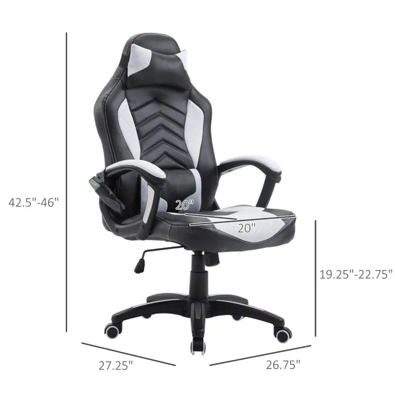 Computer Gaming Chair With Massage 5 Modes,and 6 Vibrating Point  Racing Style Heated Desk Chair Swivel Rolling Chair with Headrest,