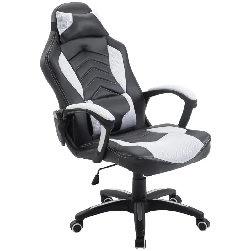 Computer Gaming Chair With Massage 5 Modes,and 6 Vibrating Point  Racing Style Heated Desk Chair Swivel Rolling Chair with Headrest,
