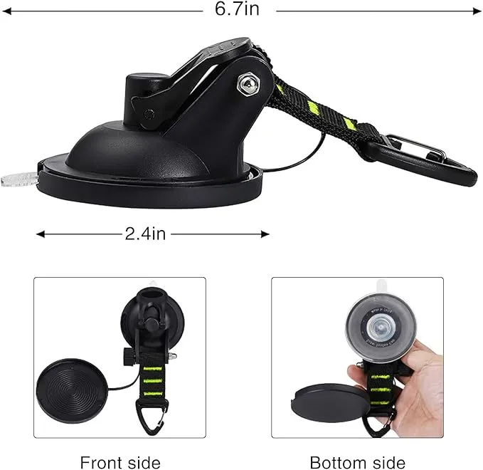 CONBOLA Suction Cups Hooks Heavy Duty Outdoor Car Camping Essentials 4 Pieces Upgraded Tie Down Suction Cup,Camper Accessories Strong Power for RV Boat Window Glass Camping Trap.(4 pcs,Green)