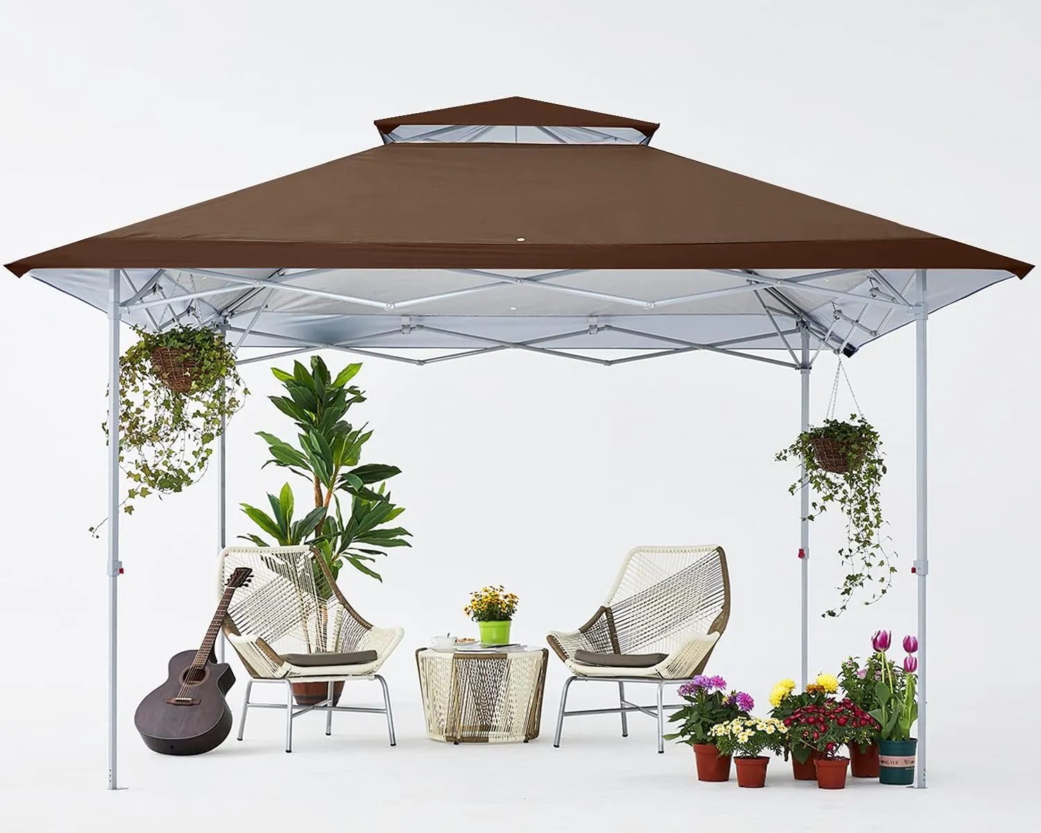 COOSHADE 13x13Ft Pop Up Canopy Tent Instant Folding Shelter 169 Square Feet Large Outdoor Sun Protection Shade(Coffee)
