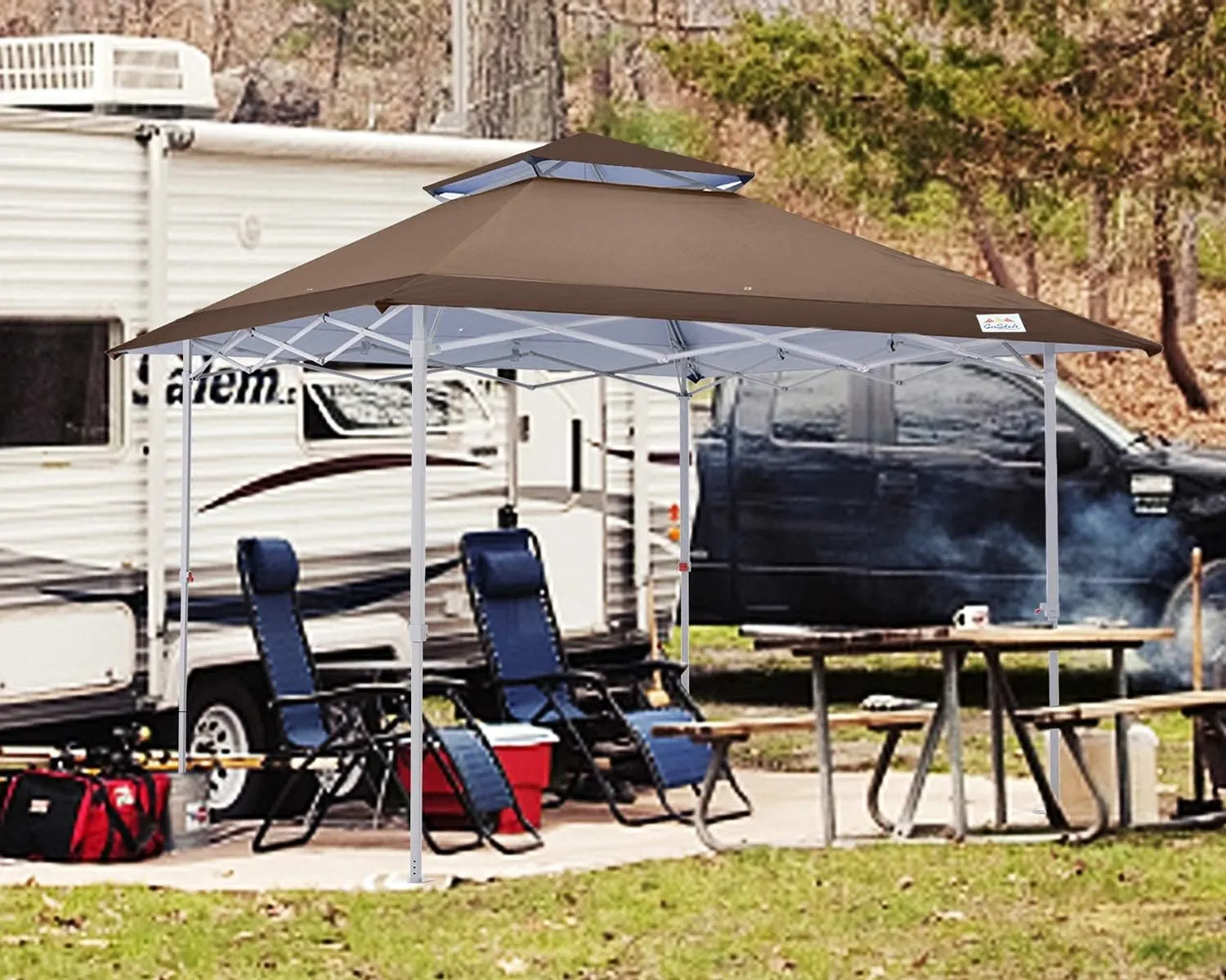 COOSHADE 13x13Ft Pop Up Canopy Tent Instant Folding Shelter 169 Square Feet Large Outdoor Sun Protection Shade(Coffee)