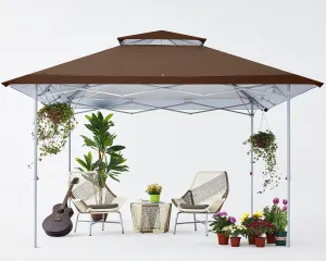 COOSHADE 13x13Ft Pop Up Canopy Tent Instant Folding Shelter 169 Square Feet Large Outdoor Sun Protection Shade(Coffee)