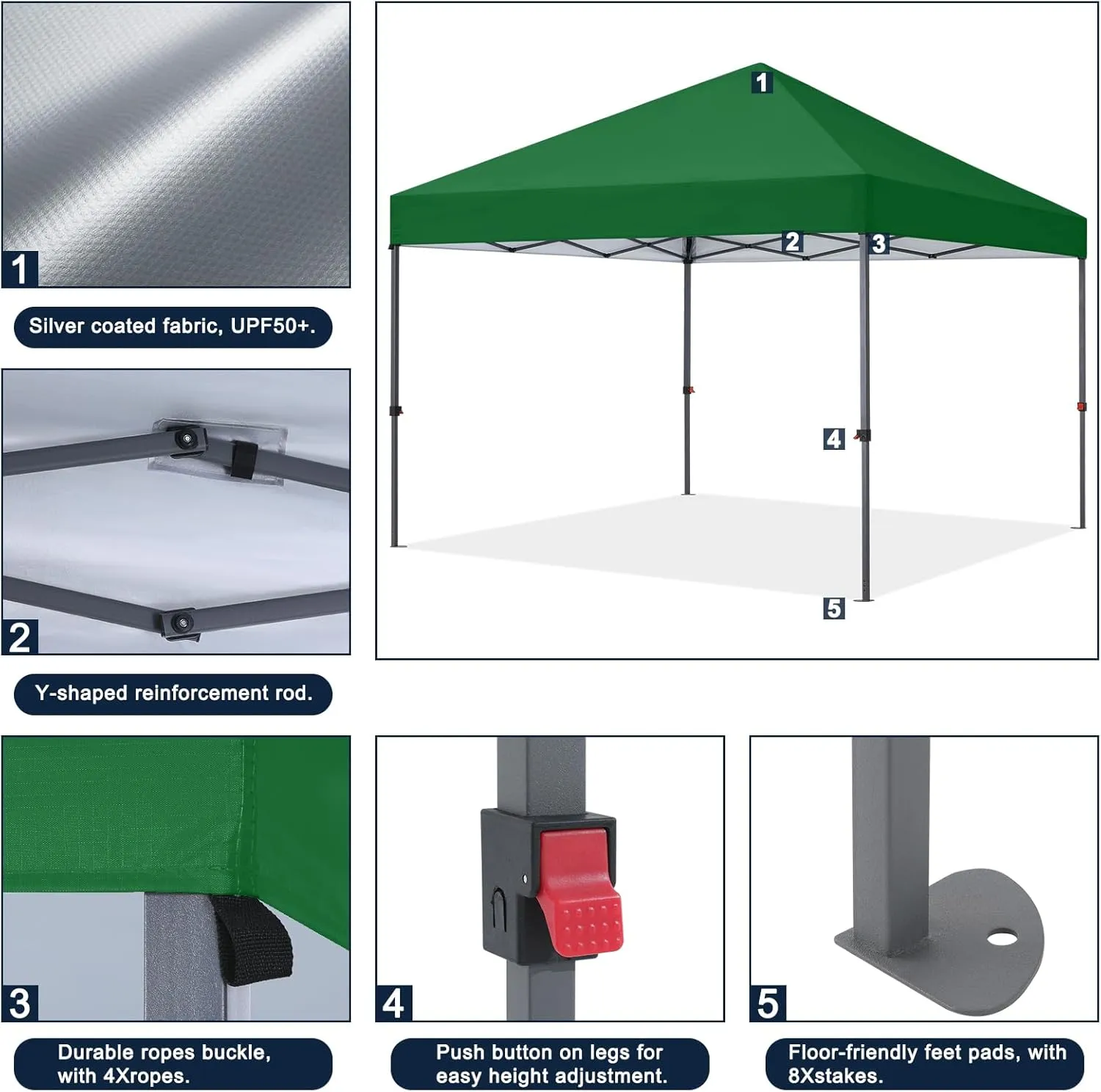 COOSHADE Durable Easy Pop Up Canopy Tent 10x10Ft, Olive Green