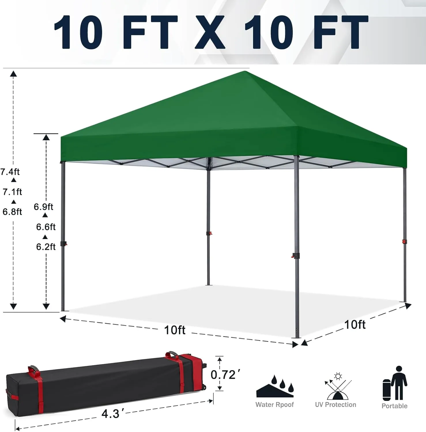 COOSHADE Durable Easy Pop Up Canopy Tent 10x10Ft, Olive Green