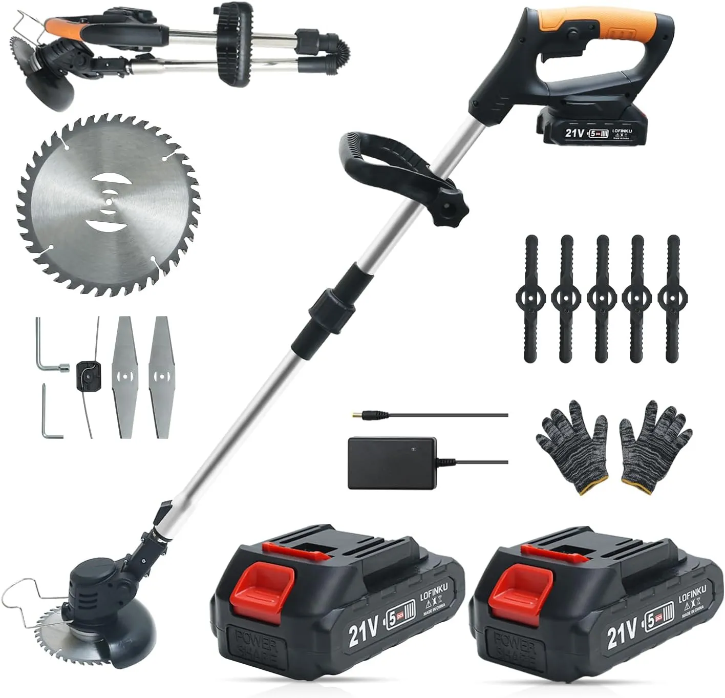 Cordless Weed Wacker,Electric Weed Eater,2 Batteries,Compact and Lightweight for Easy Use Grass Trimmer Cordless,Customizable Height and Flexible Trimming Weed Erimmer Black
