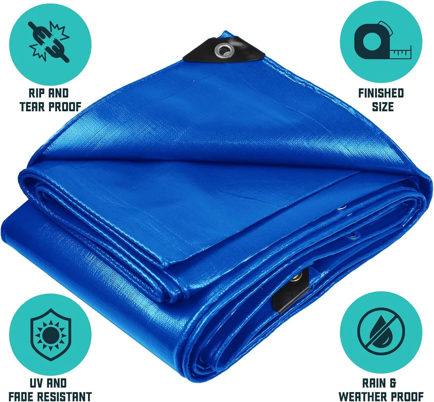 Core Tarps Extra Heavy Duty 16 Mil Tarp Cover, Waterproof, UV Resistant, Rip and Tear Proof, Poly Tarpaulin with Reinforced Edges for Roof, Camping, Patio, Pool, Boat (Blue 16′ X 20′)