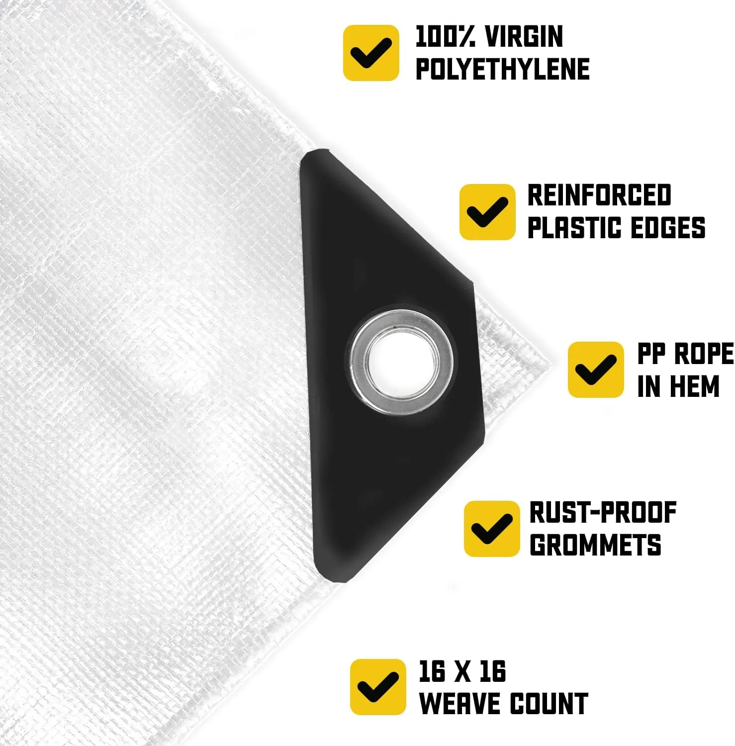 Core Tarps Extreme Heavy Duty 20 Mil Tarp Cover, Waterproof, UV Resistant, Rip and Tear Proof, Poly Tarpaulin with Reinforced Edges for Roof, Camping, Patio, Pool, Boat (White 6′ X 8′)