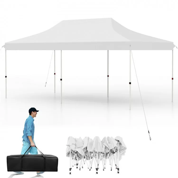 Costway 10 x 20 Feet Pop-Up Canopy Tent with Portable Bag - Suitable for Camping, Parties, and Backyard Weddings