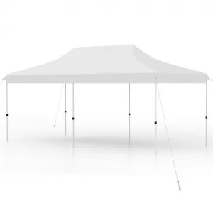 Costway 10 x 20 Feet Pop-Up Canopy Tent with Portable Bag - Suitable for Camping, Parties, and Backyard Weddings