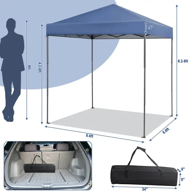 Costway 6.6 x 6.6 Feet Outdoor Shade Canopy Pop-Up Tent - Suitable for Camping, Picnics, Parties, and Weddings
