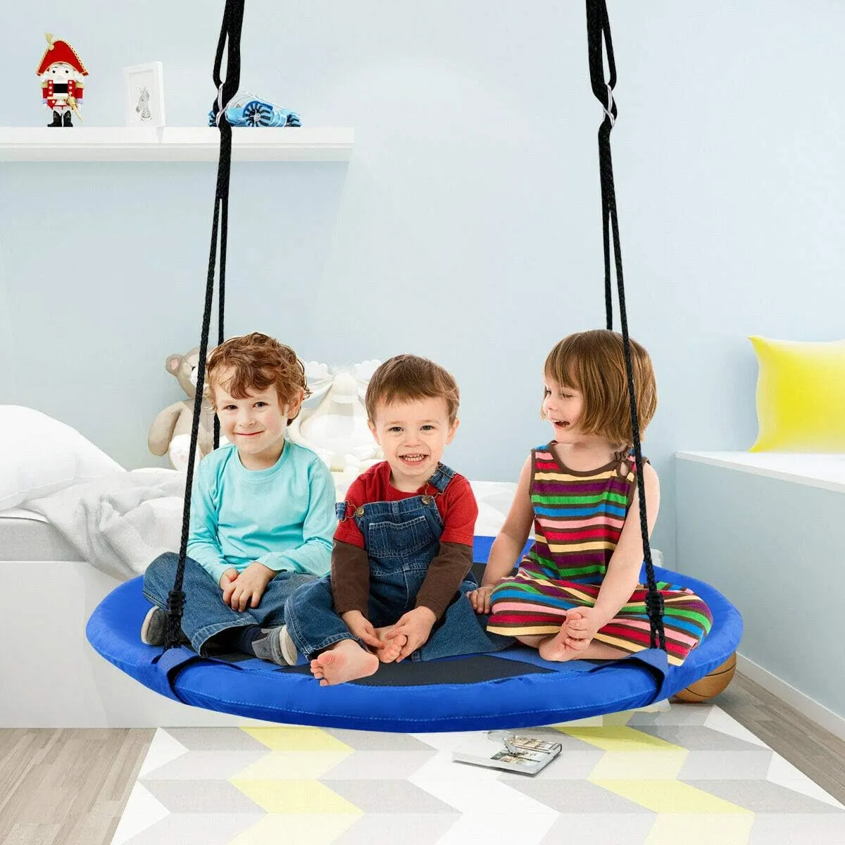 Costzon 2 in 1 Kids Detachable Hanging Chair Swing Tent Set, Hammock Nest Pod Hanging Swing Seat for Boys/Girls, Children Outdoor Indoor Swing Play House with Play Tent, Max Capacity 330 LBS (Blue)