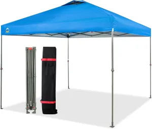 CROWN SHADES 10x10 Canopy Tent, Pop Up Beach Tent for Outdoor Shades with Wheeled Bag, 8 Stakes, 4 Ropes, Outdoor Canopy, Blue