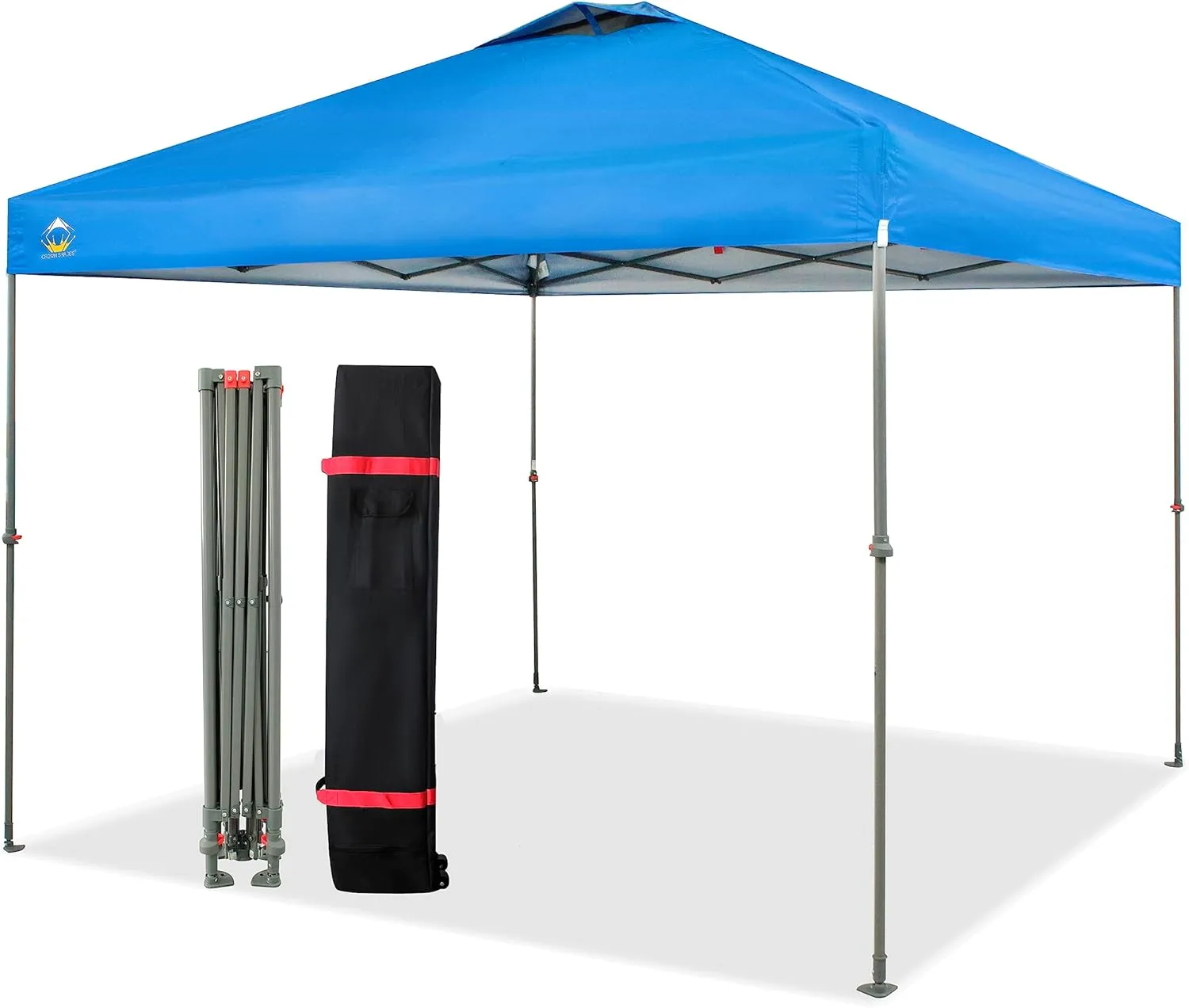 CROWN SHADES 10x10 Canopy Tent, Pop Up Beach Tent for Outdoor Shades with Wheeled Bag, 8 Stakes, 4 Ropes, Outdoor Canopy, Blue