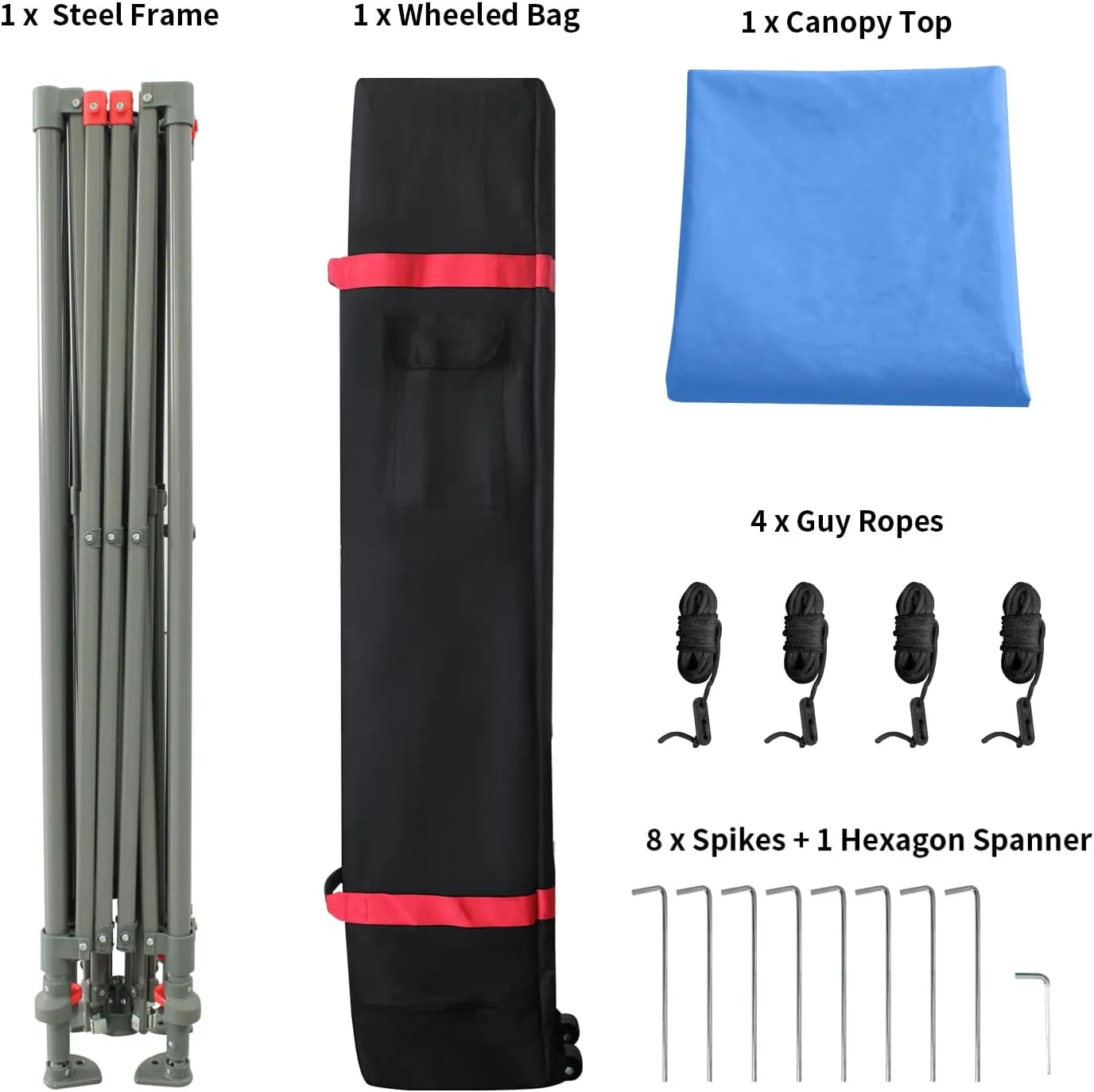 CROWN SHADES 10x10 Canopy Tent, Pop Up Beach Tent for Outdoor Shades with Wheeled Bag, 8 Stakes, 4 Ropes, Outdoor Canopy, Blue