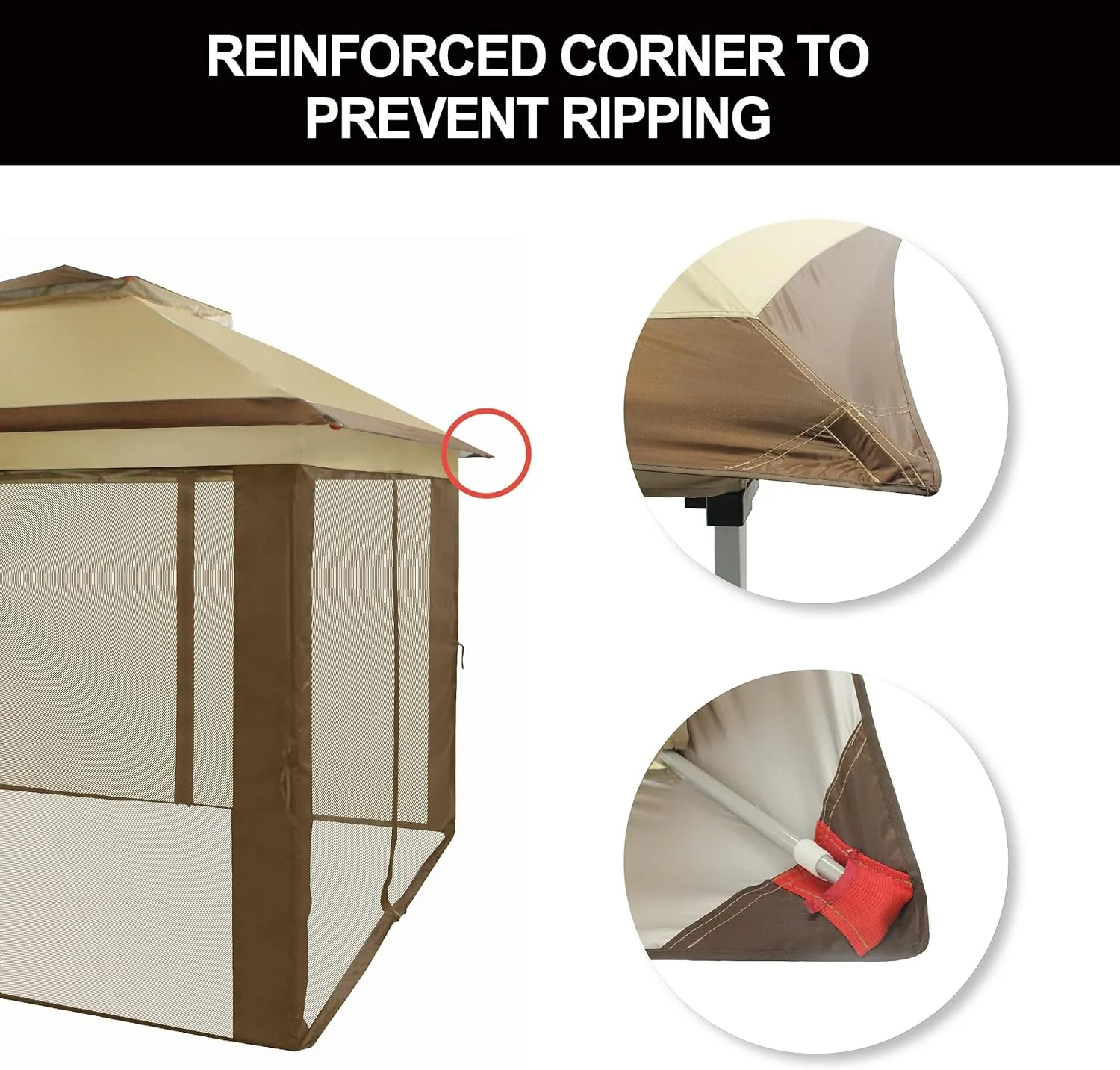 CROWN SHADES 11x11 Pop Up Gazebo, Patented One Push Outoor Canopy Tent with Wheeled STO-N-Go Cover Bag, Pop Up Canopy with Netting for Patio, Backyard (11x11, Beige & Coffee)