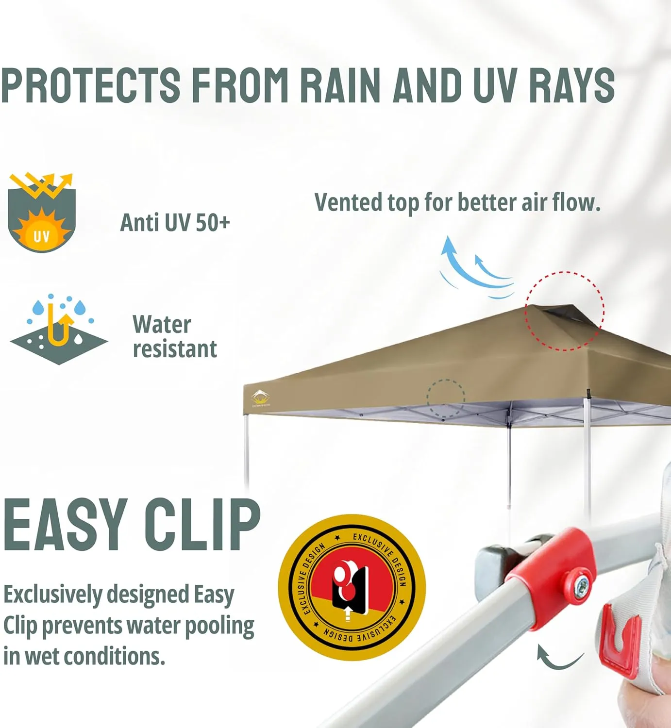 CROWN SHADES 12x12 Pop Up Canopy Outside Canopy, Patented One Push Tent Canopy with Wheeled Carry Bag, Bonus 8 Stakes and 4 Ropes, Beige