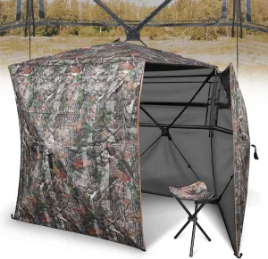 CVLIFE 360 Degree Hunting Blind, Pop-Up Ground Blind for Deer & Turkey Hunting, 2-3 Person Portable Tent with Silent Sliding Windows