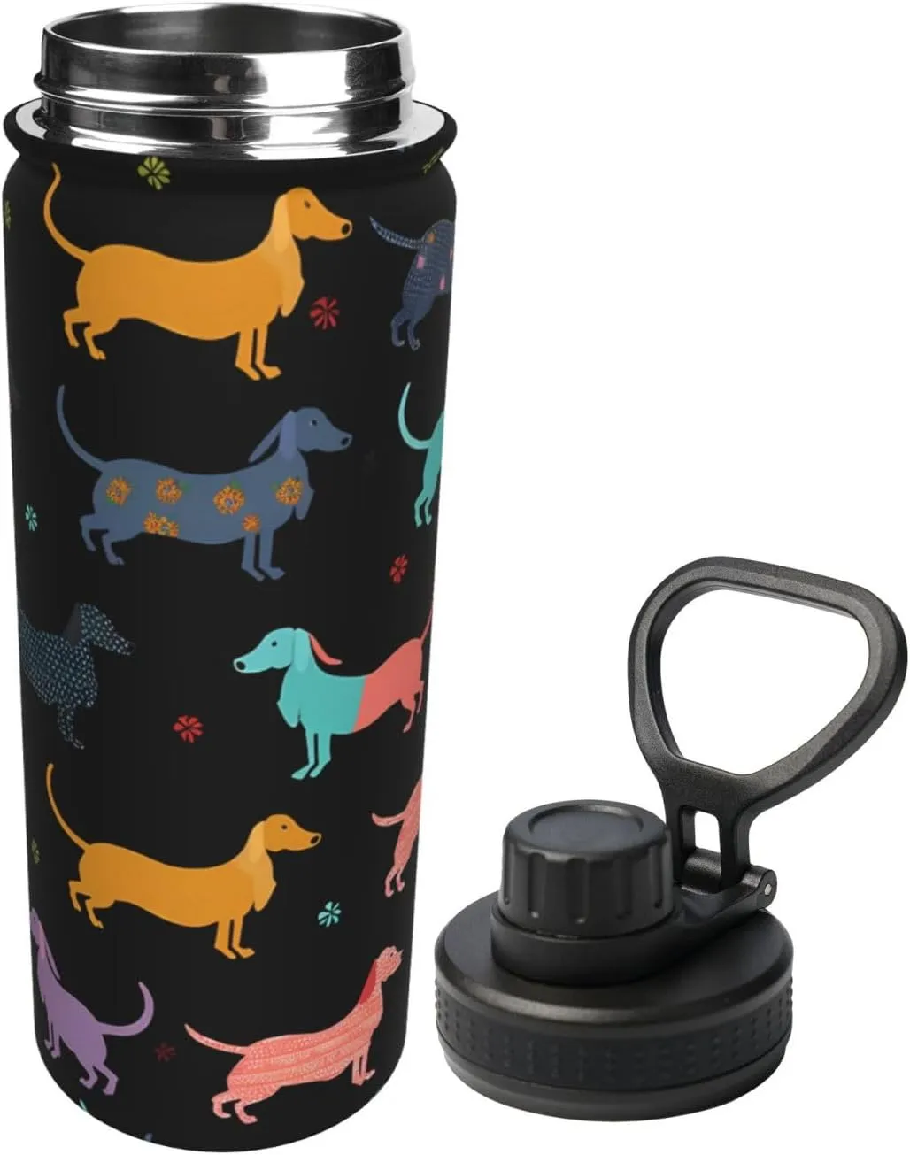Dachshund Puppy Dog Water Bottle,18oz Sports Insulated Kettle for Cycling Gym Basketball Outdoor,Suitable as a Present