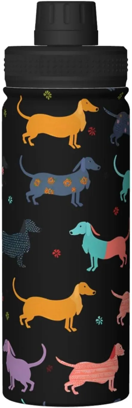 Dachshund Puppy Dog Water Bottle,18oz Sports Insulated Kettle for Cycling Gym Basketball Outdoor,Suitable as a Present