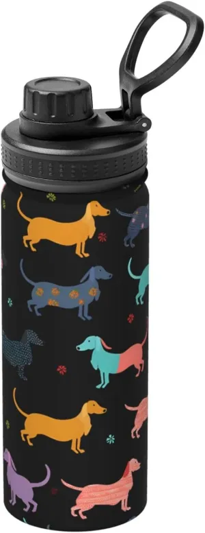 Dachshund Puppy Dog Water Bottle,18oz Sports Insulated Kettle for Cycling Gym Basketball Outdoor,Suitable as a Present