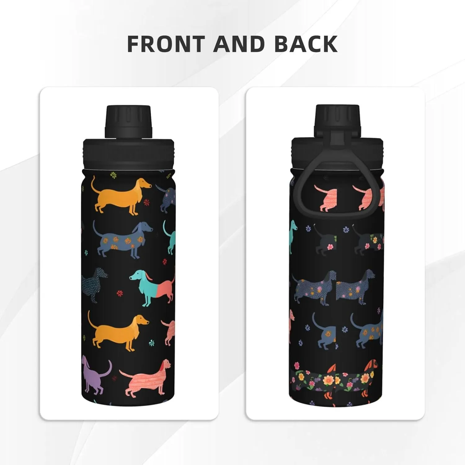 Dachshund Puppy Dog Water Bottle,18oz Sports Insulated Kettle for Cycling Gym Basketball Outdoor,Suitable as a Present
